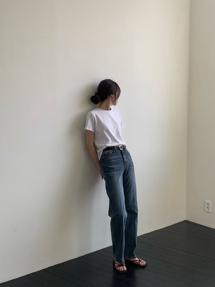 Moani - Korean Women Fashion - #momslook - Row Back Line Half Sleeve Tee - 9