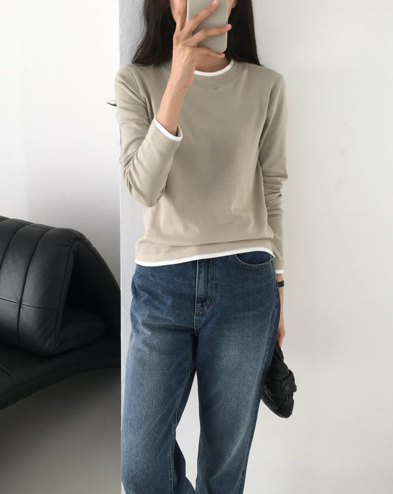 Moani - Korean Women Fashion - #womensfashion - Double Layered Long Sleeve Top