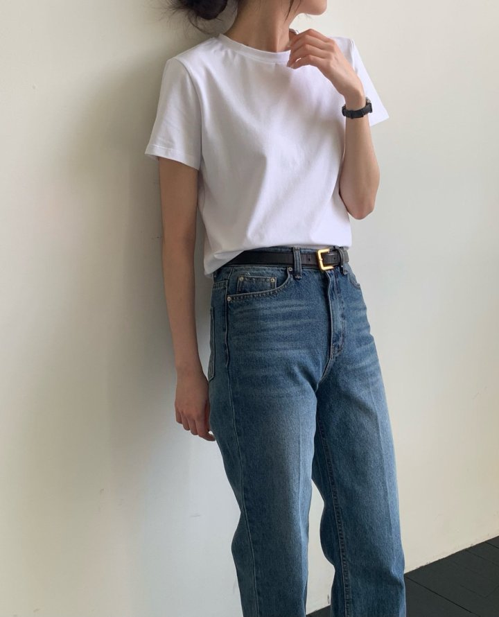 Moani - Korean Women Fashion - #womensfashion - Row Back Line Half Sleeve Tee - 10