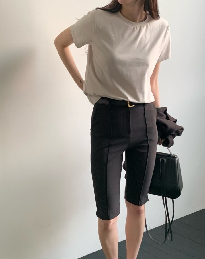 Moani - Korean Women Fashion - #womensfashion - Row Back Line Half Sleeve Tee - 6