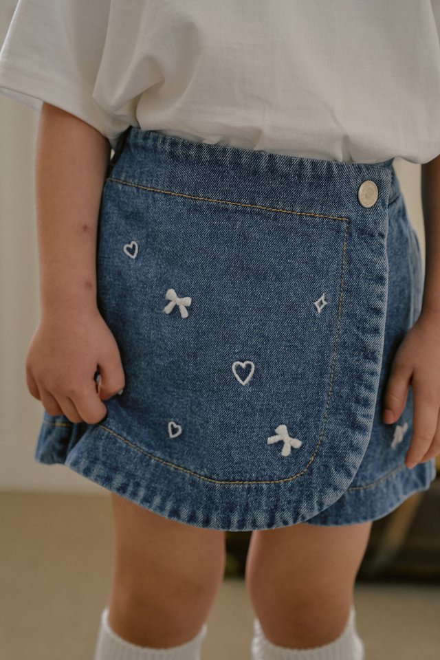 Momo Ann - Korean Children Fashion - #kidsshorts - Wrap Jeans Shorts - 10