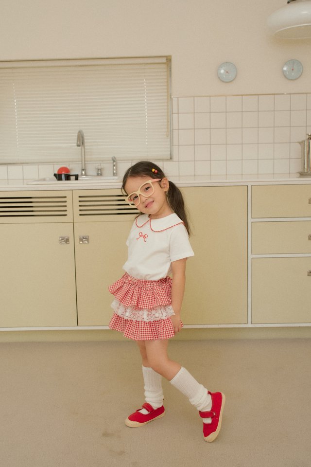 Momo Ann - Korean Children Fashion - #kidsshorts - Pink Collar Tee - 8