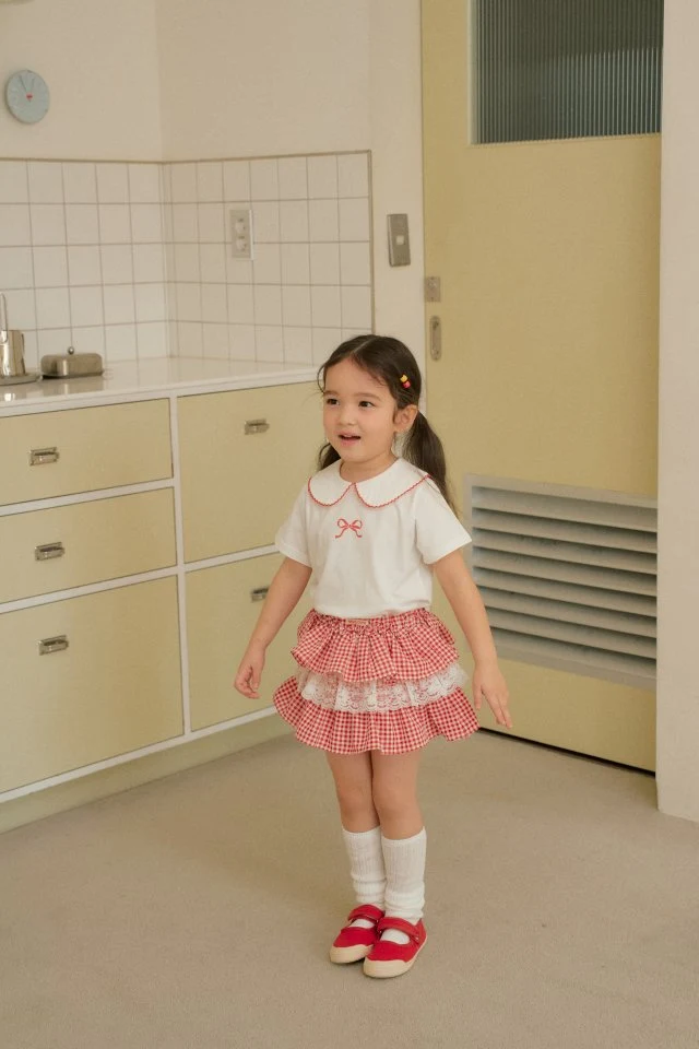 Momo Ann - Korean Children Fashion - #kidsstore - Pink Collar Tee - 9