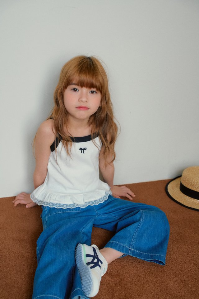 Momo Ann - Korean Children Fashion - #Kfashion4kids - Blue Wide Pants - 4