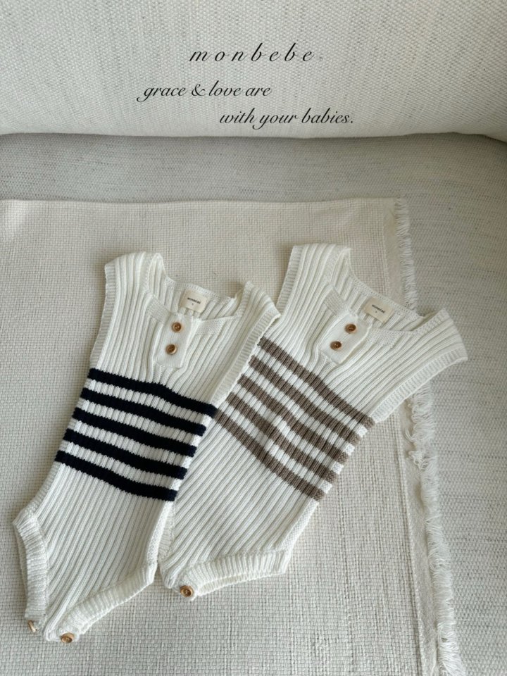 Monbebe - Korean Baby Fashion - #babyoutfit - Cotton Rib Knit Suit - 4