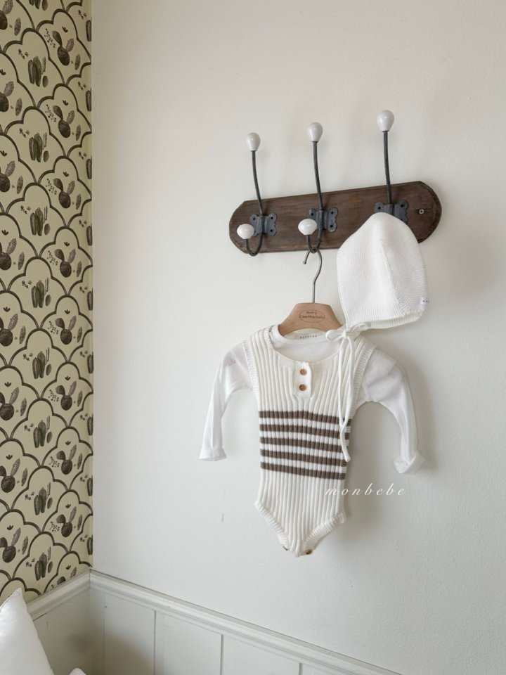Monbebe - Korean Baby Fashion - #onlinebabyboutique - Cotton Rib Knit Suit - 6