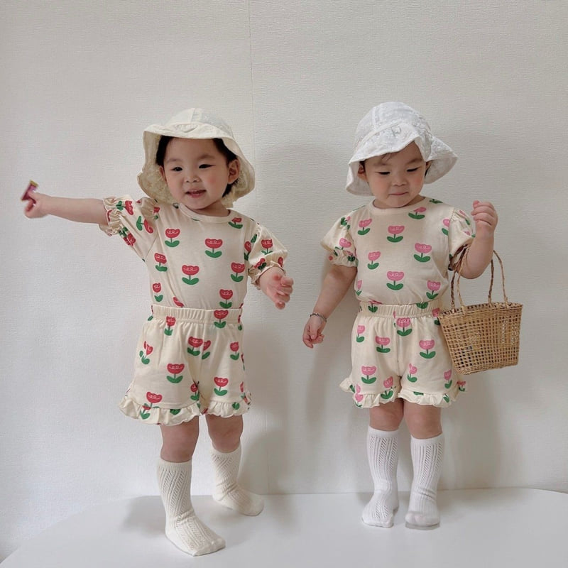 Moran - Korean Baby Fashion - #babygirlfashion - Tulip Frill Top Bottom Set - 7