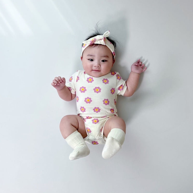 Moran - Korean Baby Fashion - #babyfever - Mongmong Flower Suit Set - 4