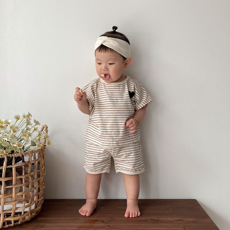 Moran - Korean Baby Fashion - #babygirlfashion - Monoheart Bebe Top Bottom Set - 3