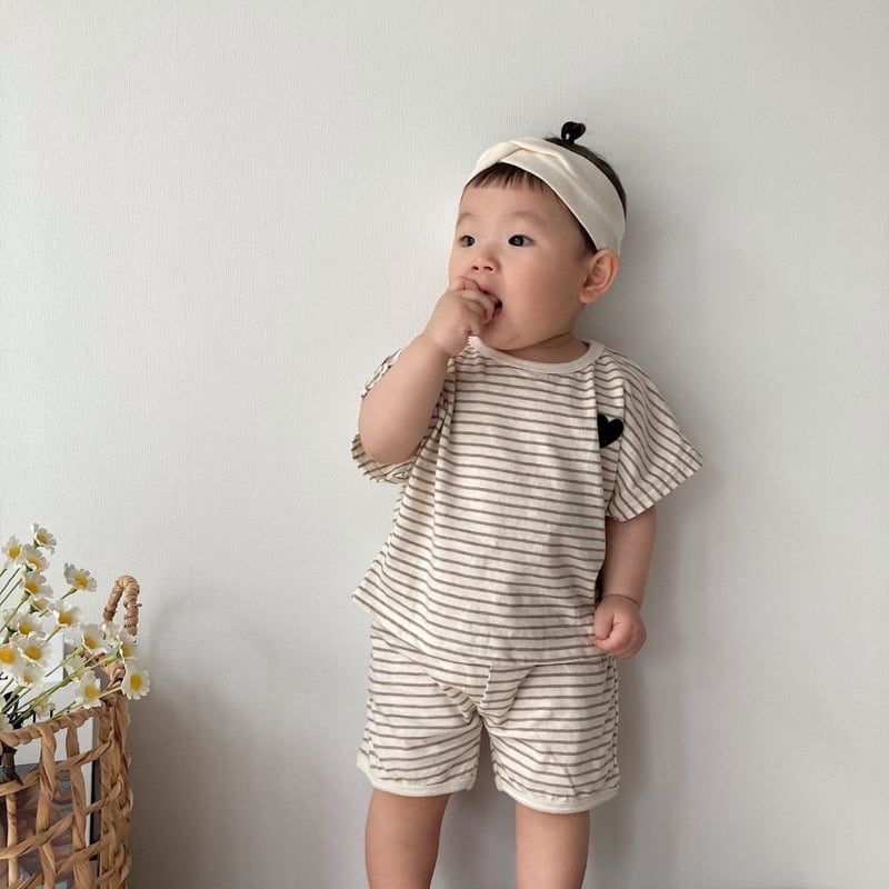 Moran - Korean Baby Fashion - #babygirlfashion - Monoheart Bebe Top Bottom Set - 4