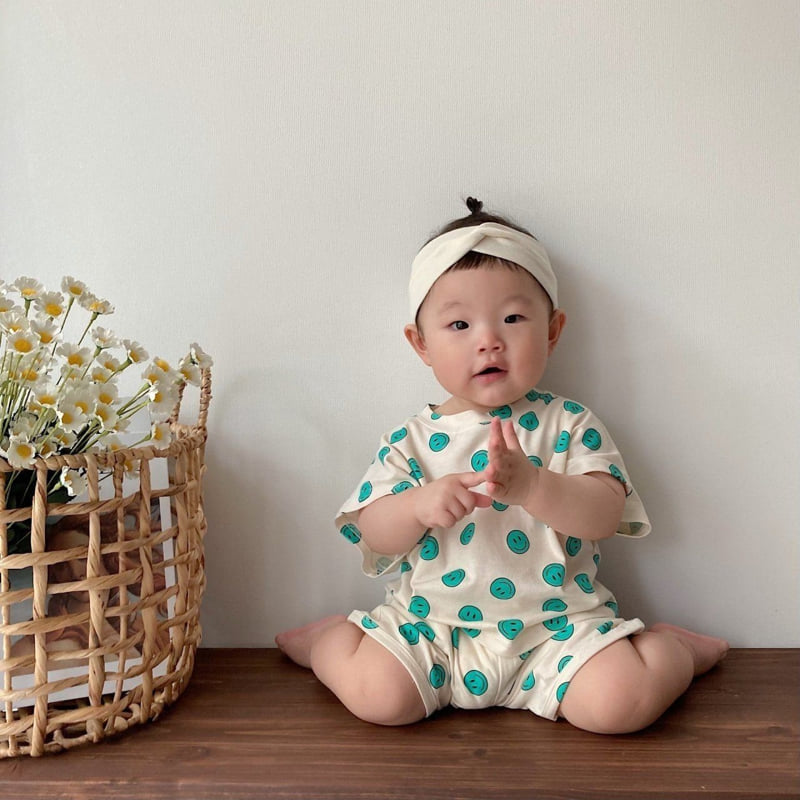 Moran - Korean Baby Fashion - #babylifestyle - Smile Top Bottom Set - 2