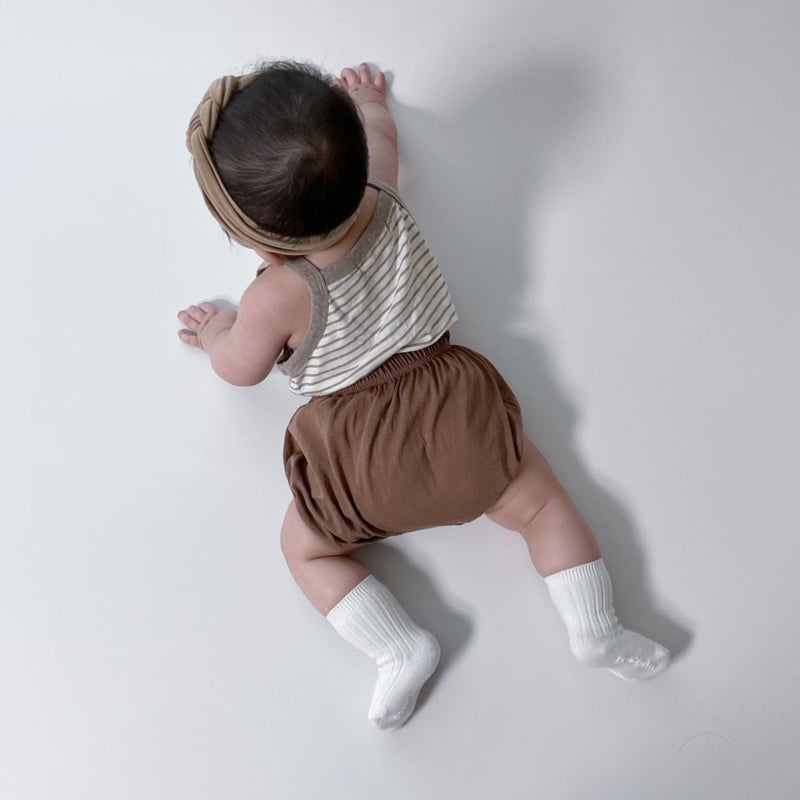 Moran - Korean Baby Fashion - #babyootd - Basic Sleeveless Bebe Top Bottom Set - 10