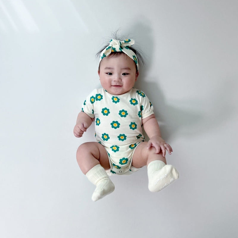 Moran - Korean Baby Fashion - #babyootd - Mongmong Flower Suit Set - 7