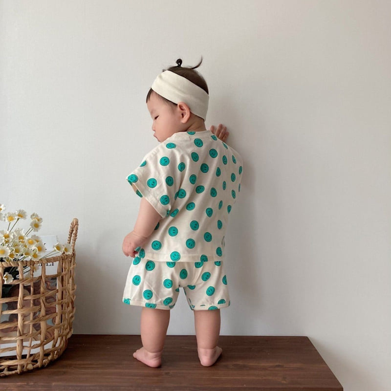 Moran - Korean Baby Fashion - #babyoninstagram - Smile Top Bottom Set - 4