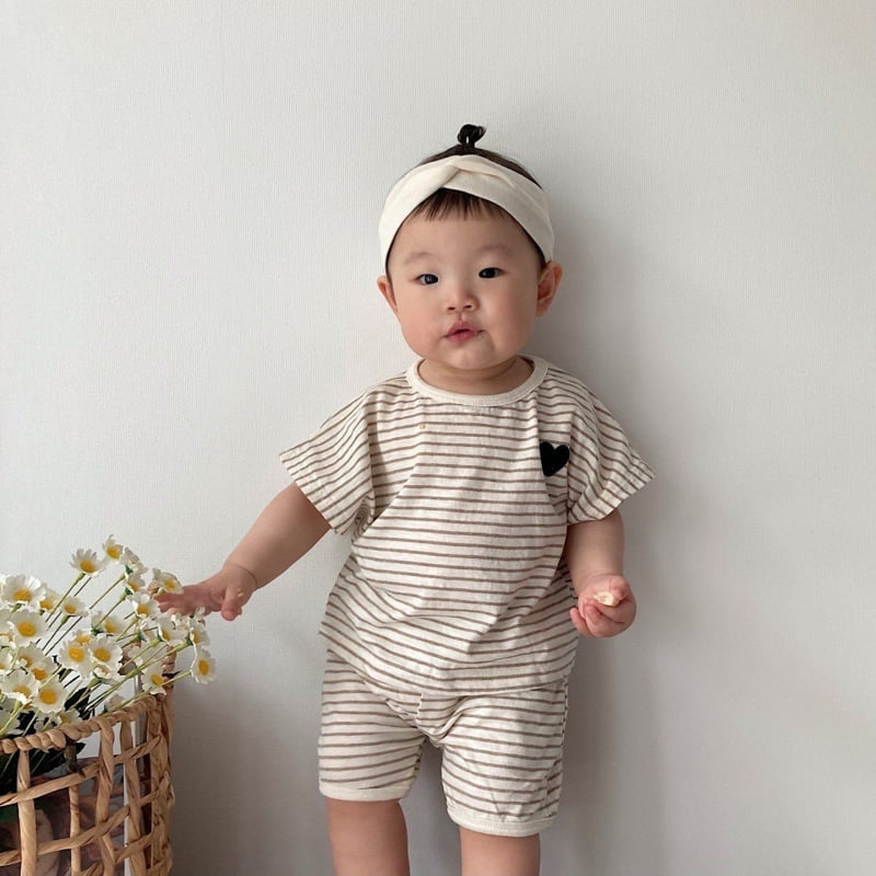 Moran - Korean Baby Fashion - #babyoutfit - Monoheart Bebe Top Bottom Set - 8