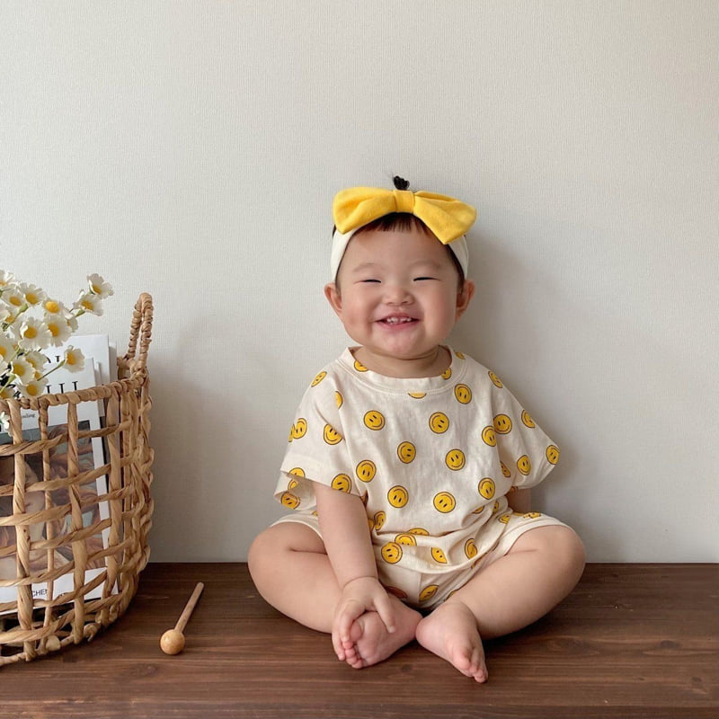 Moran - Korean Baby Fashion - #babyoutfit - Smile Top Bottom Set - 6