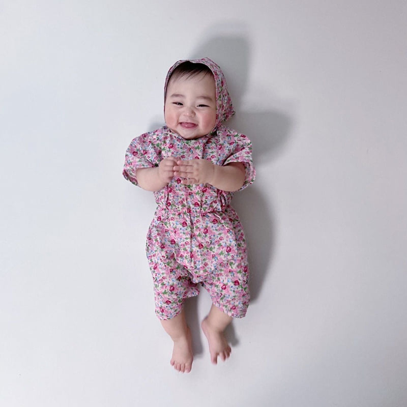 Moran - Korean Baby Fashion - #babyoutfit - Flower Bunny Suit Set - 2