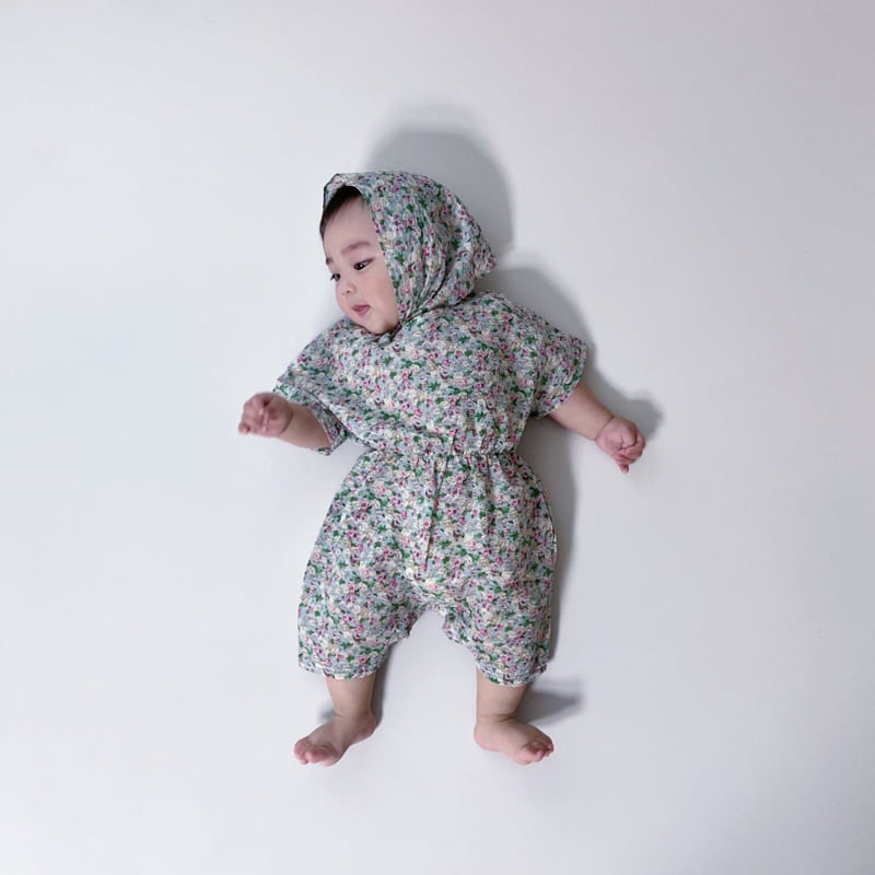 Moran - Korean Baby Fashion - #babyoutfit - Flower Bunny Suit Set - 3