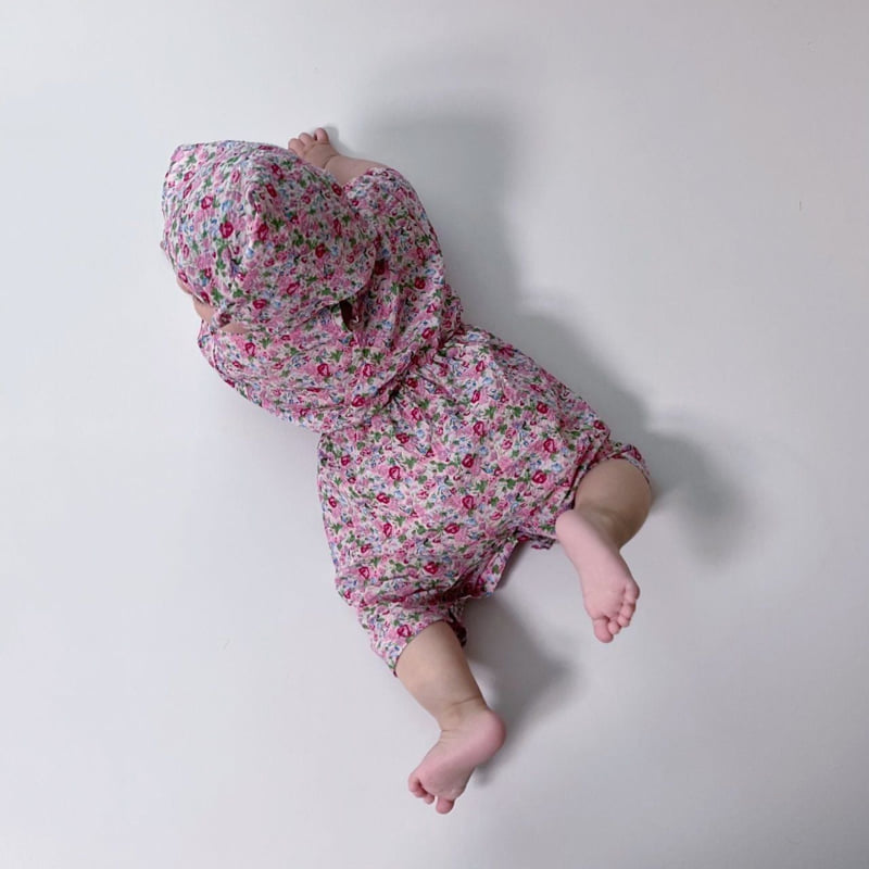 Moran - Korean Baby Fashion - #babyoutfit - Flower Bunny Suit Set - 4