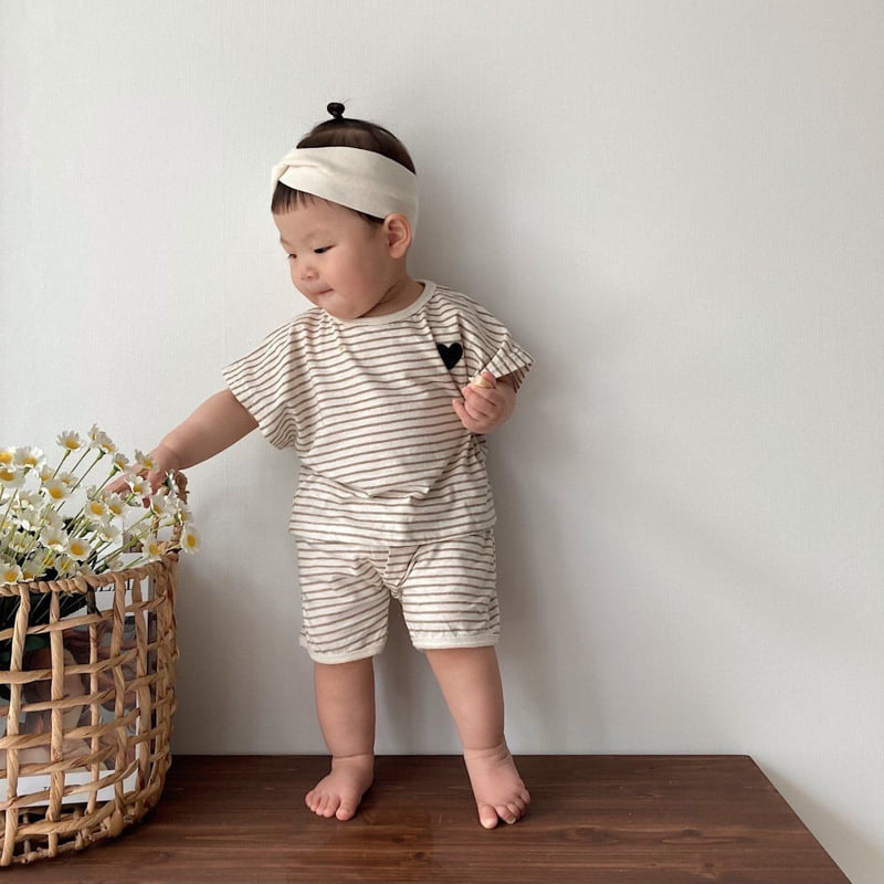 Moran - Korean Baby Fashion - #onlinebabyboutique - Monoheart Bebe Top Bottom Set - 10