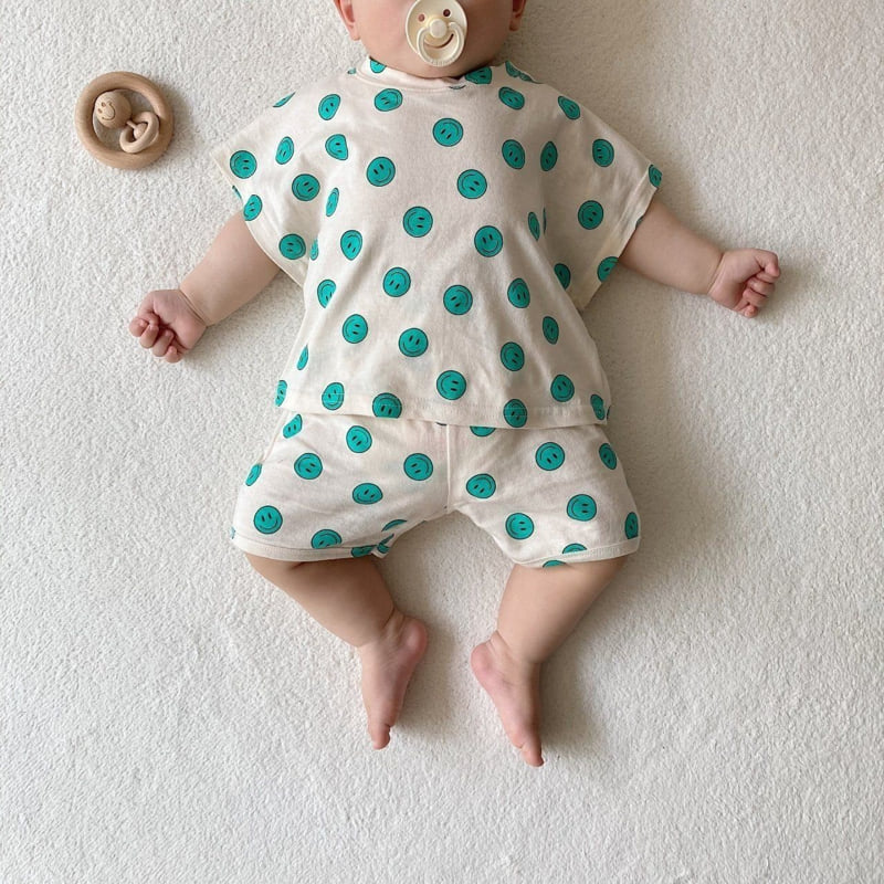 Moran - Korean Baby Fashion - #onlinebabyshop - Smile Top Bottom Set - 9
