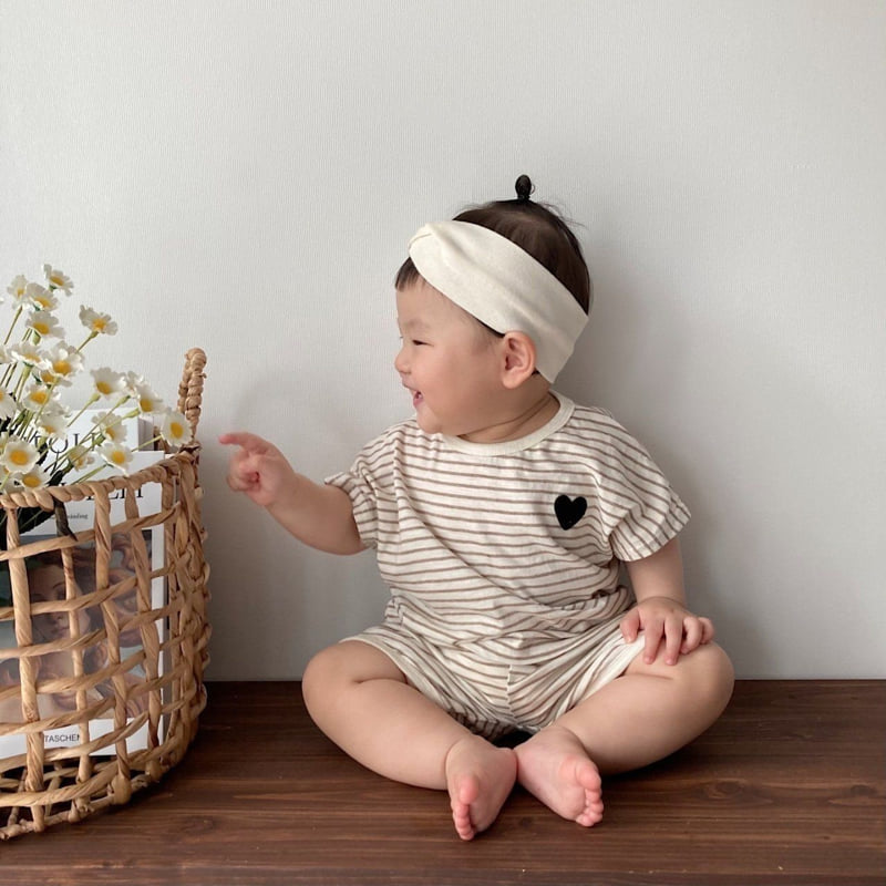 Moran - Korean Baby Fashion - #smilingbaby - Monoheart Bebe Top Bottom Set - 12