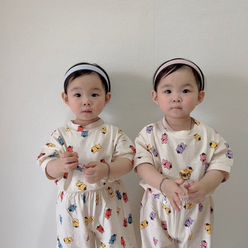 Moran - Korean Children Fashion - #childofig - Summer Hat Bear Top Bottom Set - 10