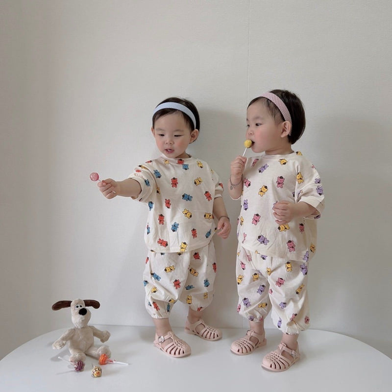 Moran - Korean Children Fashion - #childofig - Summer Hat Bear Top Bottom Set - 9