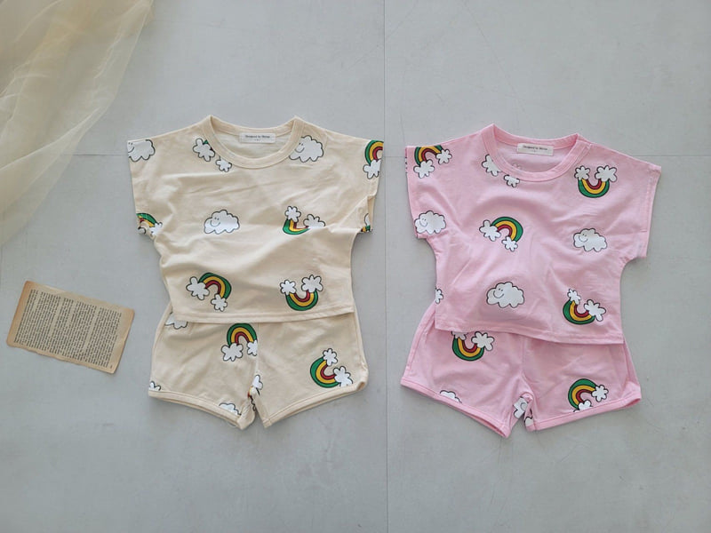 Moran - Korean Children Fashion - #childofig - Rainbow Cloud Top Bottom Set - 11