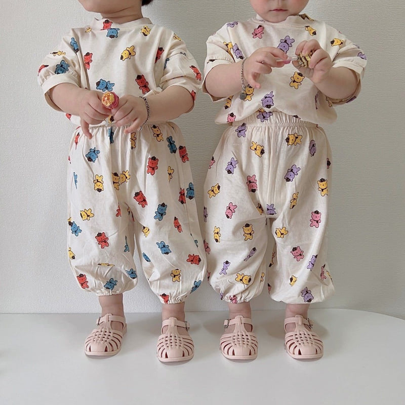 Moran - Korean Children Fashion - #childrensboutique - Summer Hat Bear Top Bottom Set - 11