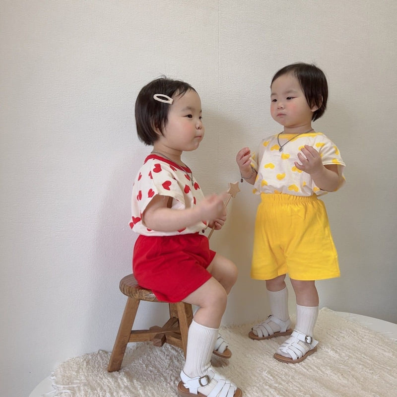 Moran - Korean Children Fashion - #childrensboutique - I Love You Top Bottom Set - 9