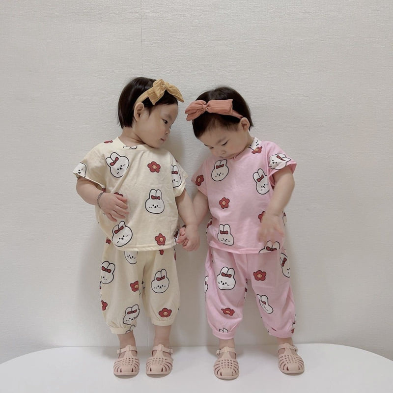 Moran - Korean Children Fashion - #childrensboutique - Rabbit Top Bottom Set - 3