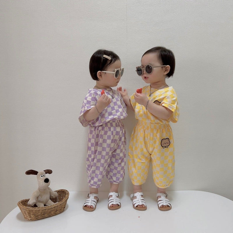 Moran - Korean Children Fashion - #designkidswear - Ribbon Bear Top Bottom Set - 10