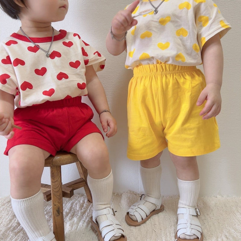 Moran - Korean Children Fashion - #discoveringself - I Love You Top Bottom Set - 11