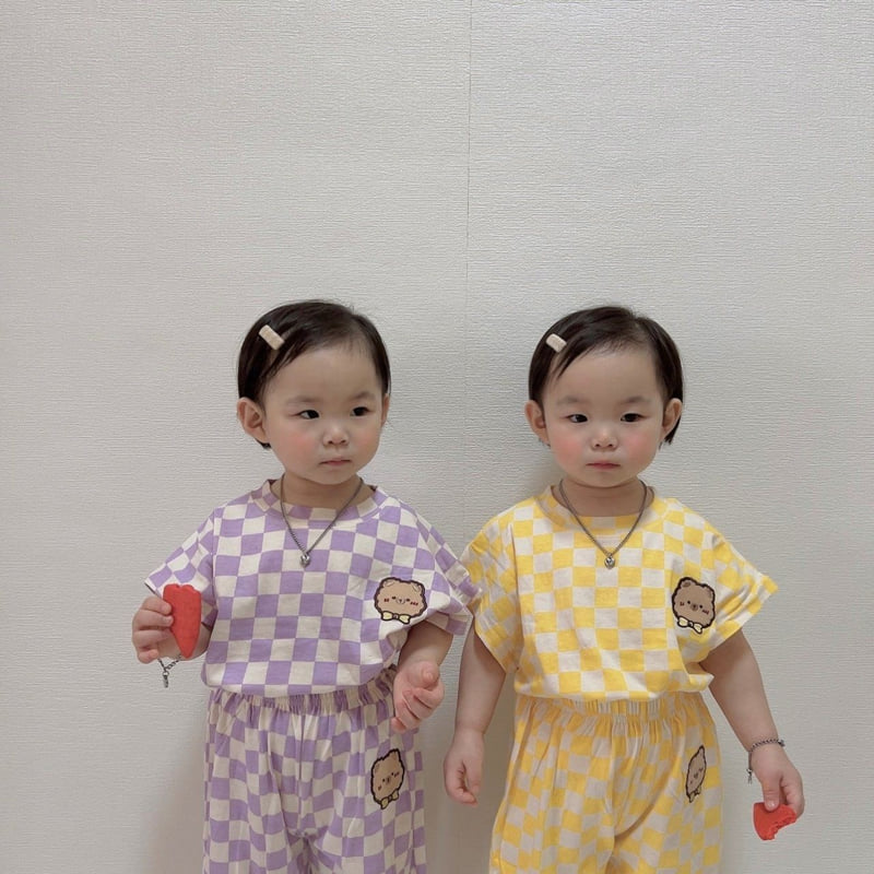 Moran - Korean Children Fashion - #fashionkids - Ribbon Bear Top Bottom Set - 12