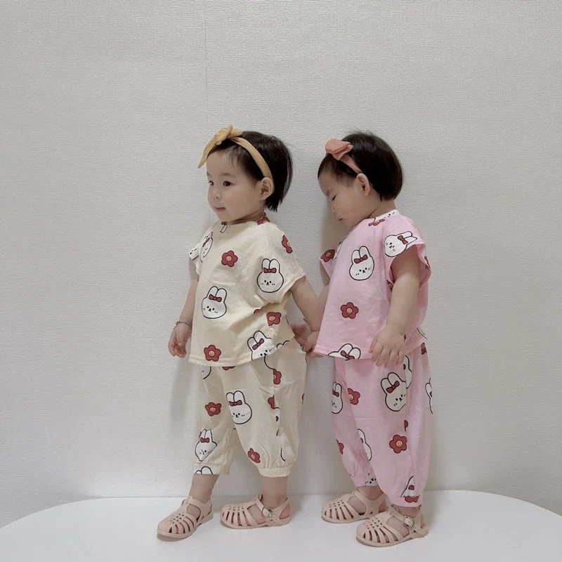 Moran - Korean Children Fashion - #fashionkids - Rabbit Top Bottom Set - 6
