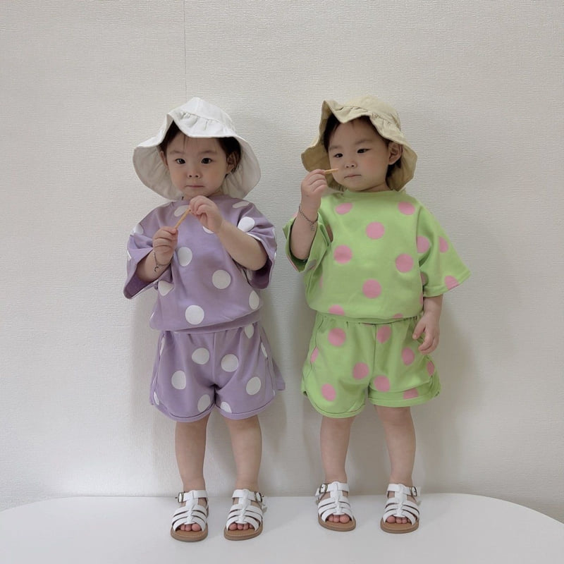 Moran - Korean Children Fashion - #kidsshorts - Summer Bubble Top Bottom Set - 2