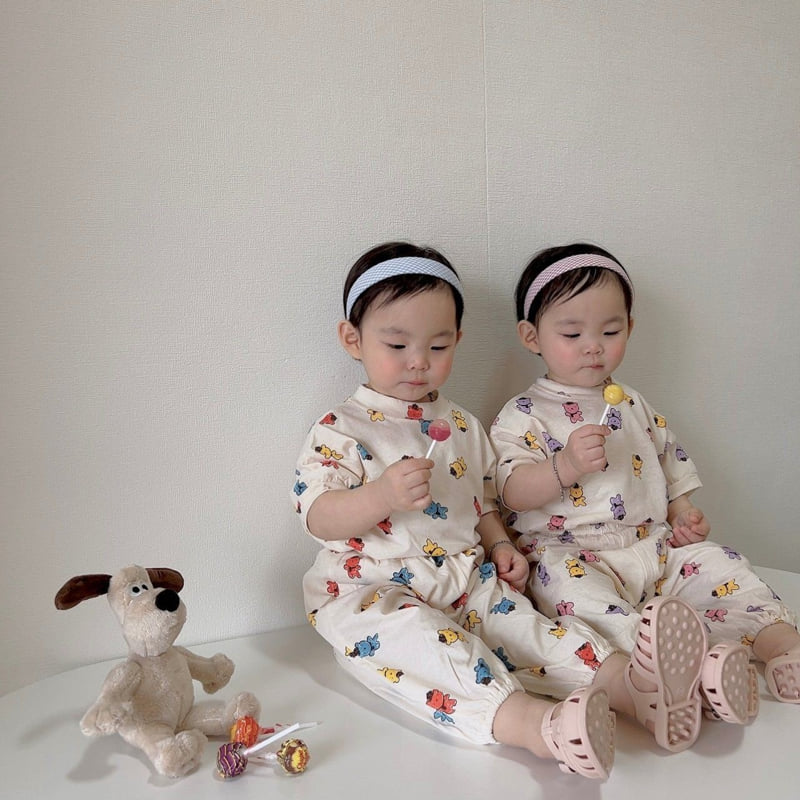 Moran - Korean Children Fashion - #kidsshorts - Summer Hat Bear Top Bottom Set