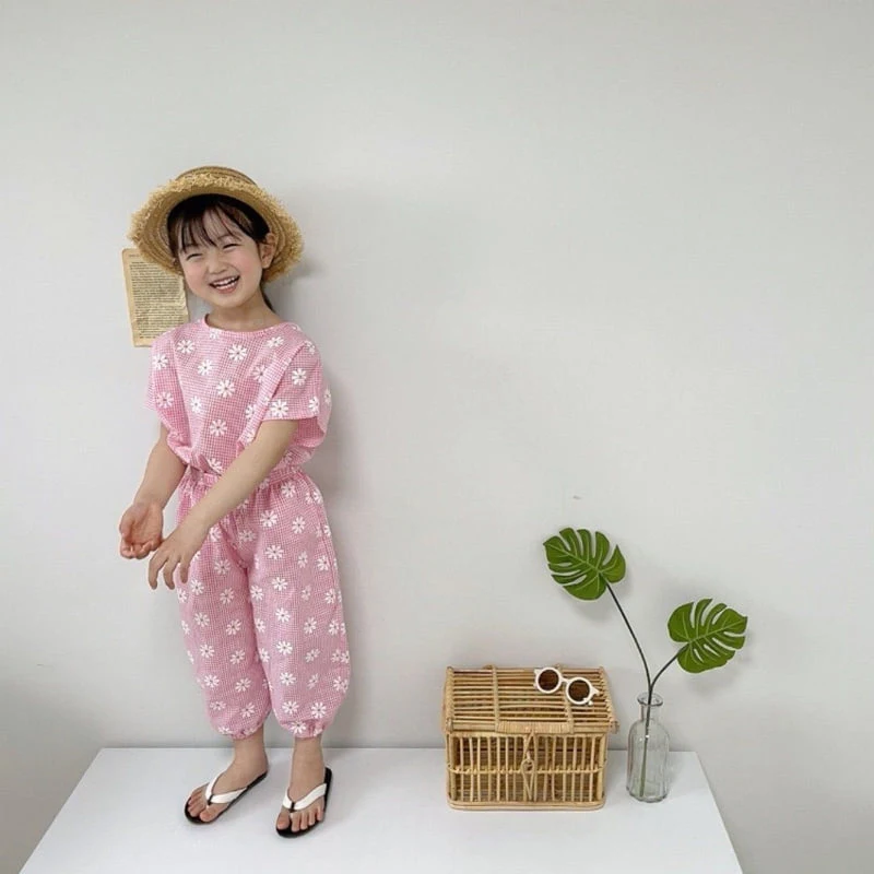 Moran - Korean Children Fashion - #fashionkids - Daisy Top Bottom Set - 4