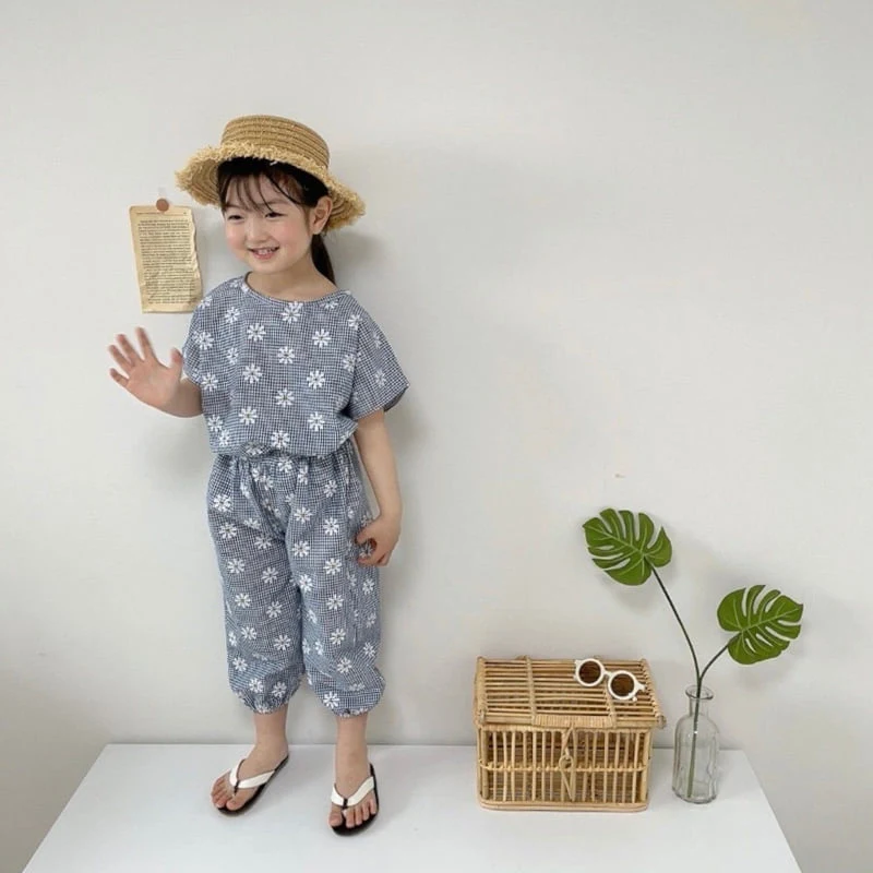 Moran - Korean Children Fashion - #kidsstore - Daisy Top Bottom Set - 5