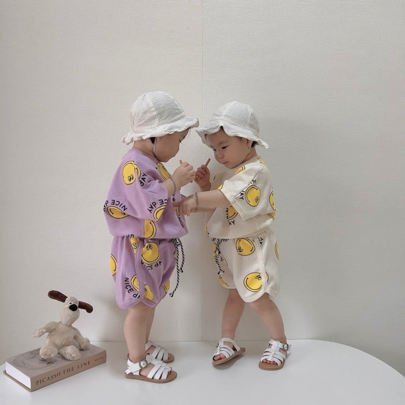Moran - Korean Children Fashion - #kidsshorts - Nice Smile Top Bottom Set - 4