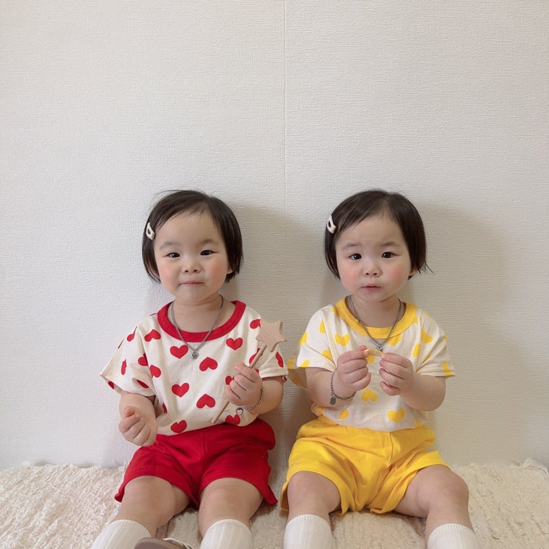 Moran - Korean Children Fashion - #kidzfashiontrend - I Love You Top Bottom Set