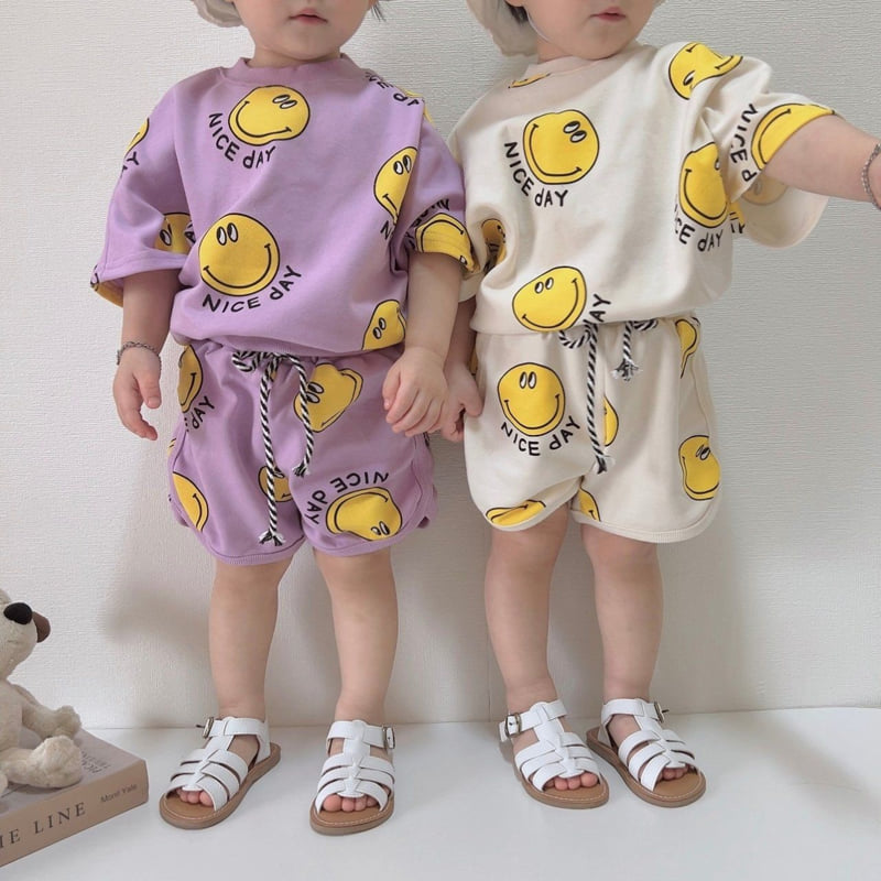 Moran - Korean Children Fashion - #littlefashionista - Nice Smile Top Bottom Set - 7