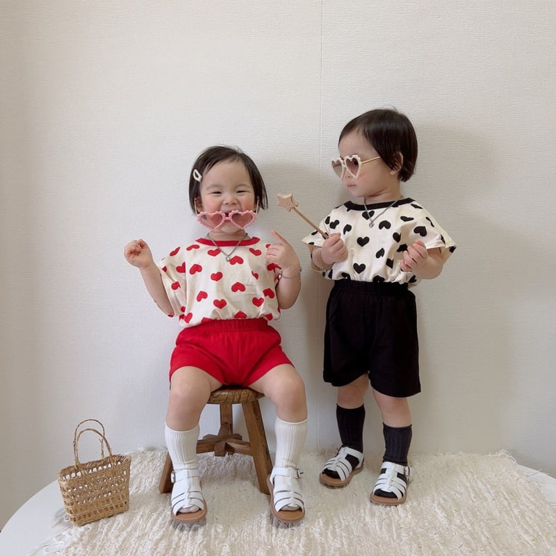 Moran - Korean Children Fashion - #littlefashionista - I Love You Top Bottom Set - 4