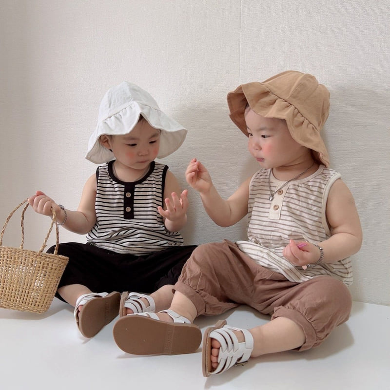 Moran - Korean Children Fashion - #magicofchildhood - Mango Button Top Bottom Set - 3