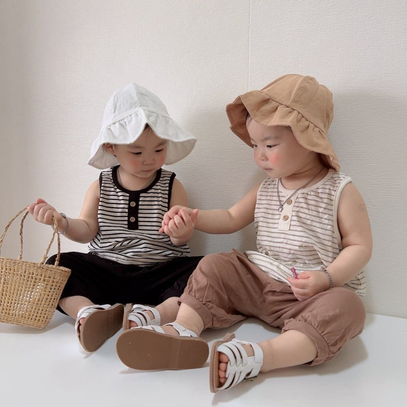 Moran - Korean Children Fashion - #magicofchildhood - Mango Button Top Bottom Set - 4