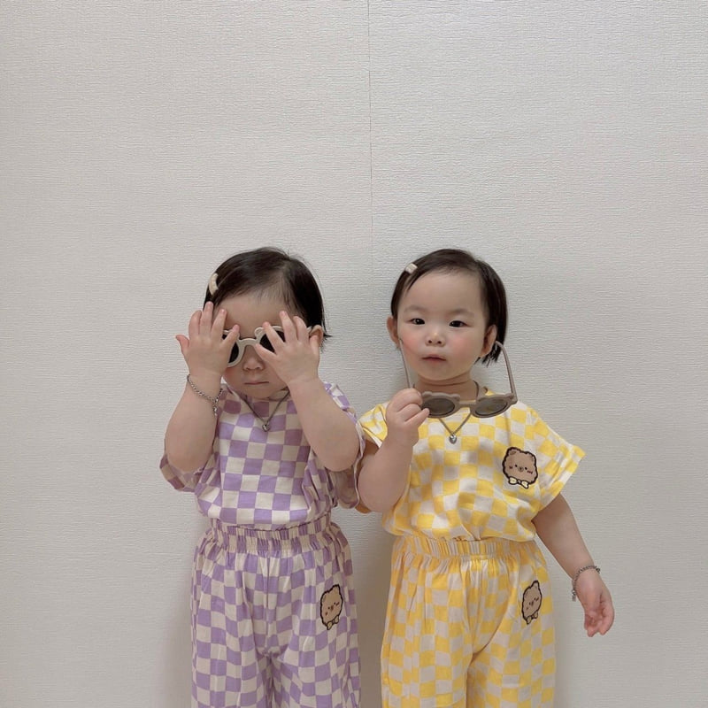 Moran - Korean Children Fashion - #minifashionista - Ribbon Bear Top Bottom Set - 3