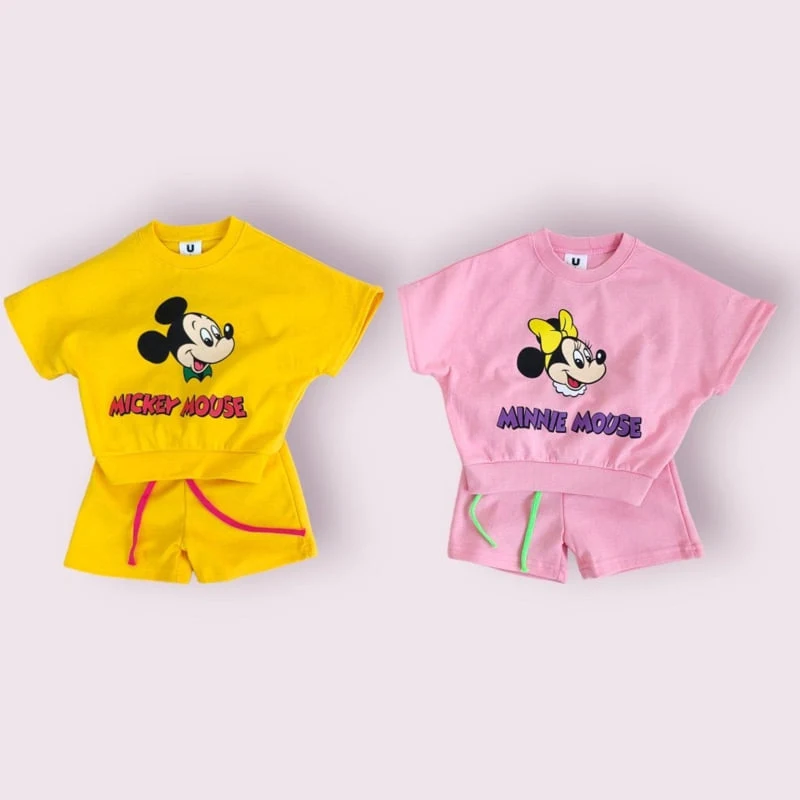 Moran - Korean Children Fashion - #minifashionista - Retro Disney Top Bottom Set - 2
