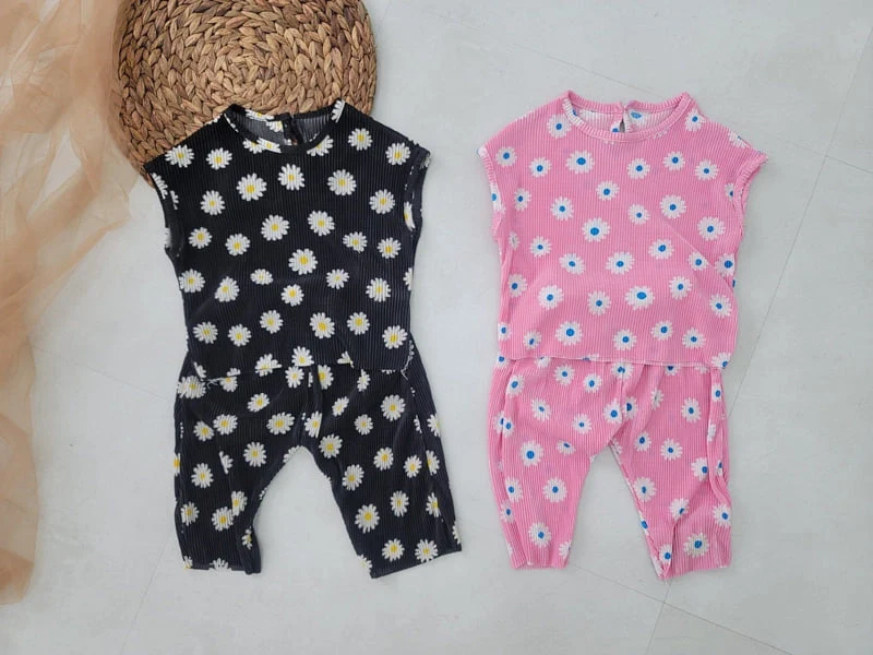 Moran - Korean Children Fashion - #minifashionista - Daisy Pleats Top Bottom Set - 11