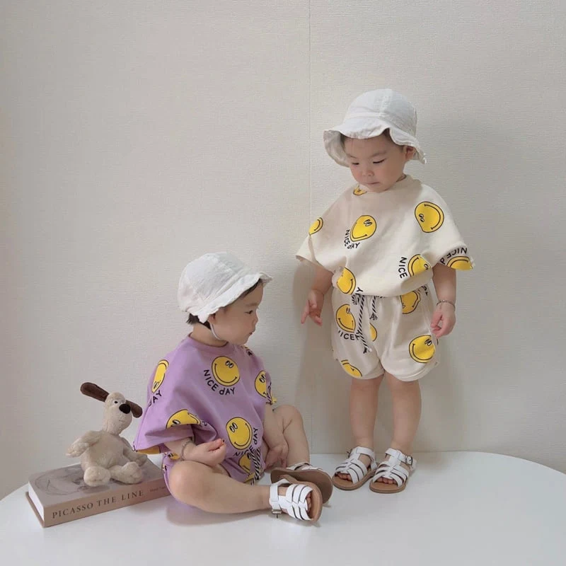 Moran - Korean Children Fashion - #minifashionista - Nice Smile Top Bottom Set - 9